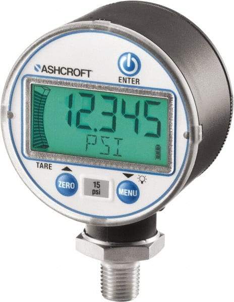 Ashcroft - 2-1/2" Dial, 30-0 Hg VAC Scale Range, Pressure Gauge - Lower Connection Mount, Accurate to ±0.5% of Scale - USA Tool & Supply