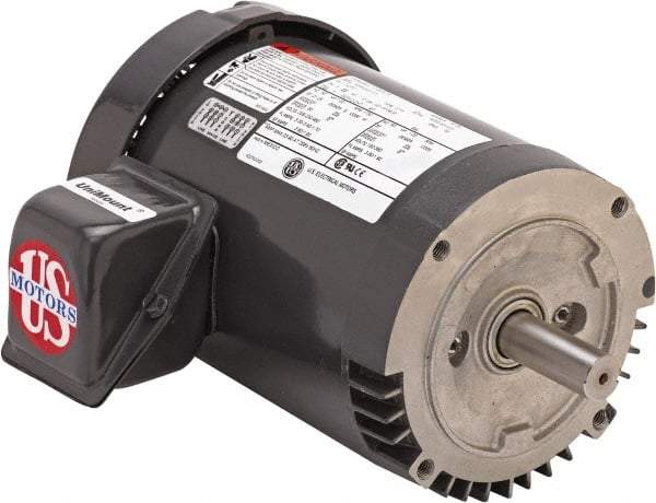 US Motors - 5 hp, TEFC Enclosure, No Thermal Protection, 3,515 RPM, 208-230/460 Volt, 60 Hz, Three Phase Premium Efficient Motor - Size 184 Frame, C-Face Mount, 1 Speed, Double Shielded Ball Bearings, 13.6-12.1/6.1 Full Load Amps, F Class Insulation - USA Tool & Supply