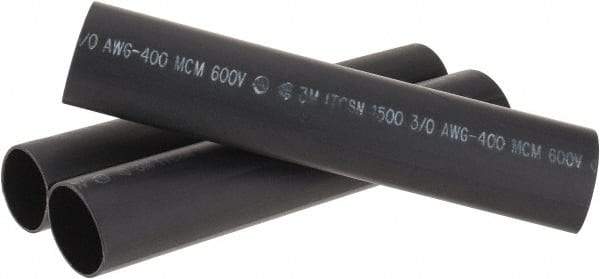 3M - 9" Long, 4:1, Polyolefin Heat Shrink Electrical Tubing - Black - USA Tool & Supply