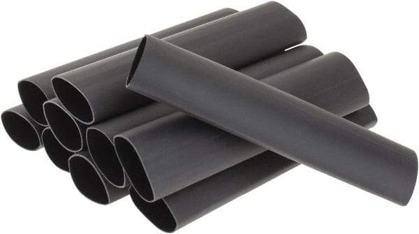 3M - 6" Long, 3:1, Polyolefin Heat Shrink Electrical Tubing - Black - USA Tool & Supply