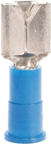 3M - 16 to 14 AWG, Vinyl, Partially Insulated, Female Wire Disconnect - 1/4 Inch Wide Tab, Blue, RoHS 2011/65/EU Compliant - USA Tool & Supply