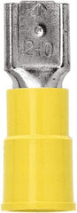 3M - 12 to 10 AWG, Vinyl, Partially Insulated, Female Wire Disconnect - 1/4 Inch Wide Tab, Yellow, RoHS 2011/65/EU Compliant - USA Tool & Supply