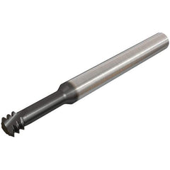 Iscar - #6-32 UNC, 0.1" Cutting Diam, 3 Flute, Solid Carbide Helical Flute Thread Mill - Internal Thread, 0.28" LOC, 2-1/2" OAL, 1/4" Shank Diam - USA Tool & Supply