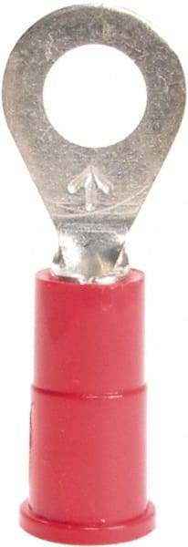 3M - 22-18 AWG Partially Insulated Crimp Connection Circular Ring Terminal - 1/4" Stud, 1.08" OAL x 0.47" Wide, Copper Contact - USA Tool & Supply