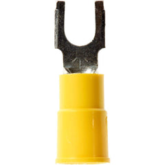 3M - #6 Stud, 12 to 10 AWG Compatible, Partially Insulated, Crimp Connection, Standard Fork Terminal - USA Tool & Supply