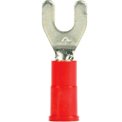 3M - #8 Stud, 22 to 18 AWG Compatible, Partially Insulated, Crimp Connection, Standard Fork Terminal - USA Tool & Supply