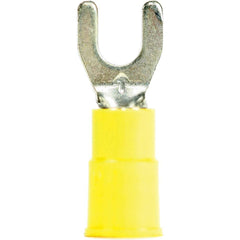 3M - #10 Stud, 12 to 10 AWG Compatible, Partially Insulated, Crimp Connection, Standard Fork Terminal - USA Tool & Supply