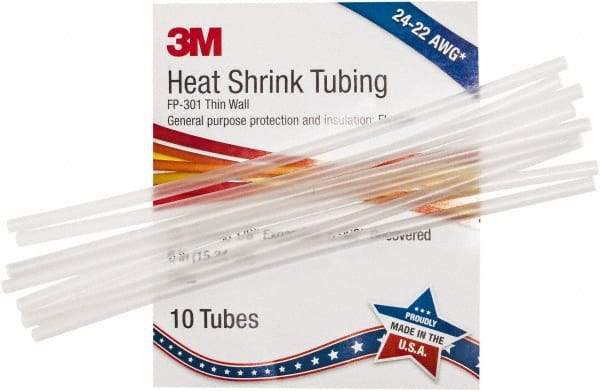 3M - 6" Long, 2:1, Polyolefin Heat Shrink Electrical Tubing - Clear - USA Tool & Supply