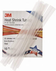 3M - 6" Long, 2:1, Polyolefin Heat Shrink Electrical Tubing - Clear - USA Tool & Supply