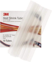 3M - 6" Long, 2:1, Polyolefin Heat Shrink Electrical Tubing - Clear - USA Tool & Supply