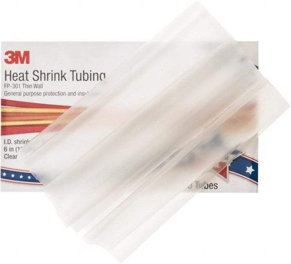 3M - 6" Long, 2:1, Polyolefin Heat Shrink Electrical Tubing - Clear - USA Tool & Supply