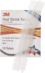 3M - 6" Long, 2:1, Polyolefin Heat Shrink Electrical Tubing - Clear - USA Tool & Supply