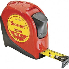 Starrett - 16' x 3/4" Yellow Blade Tape Measure - 1/16" & 1mm Graduation, S9 Graduation Style, Red Case - USA Tool & Supply