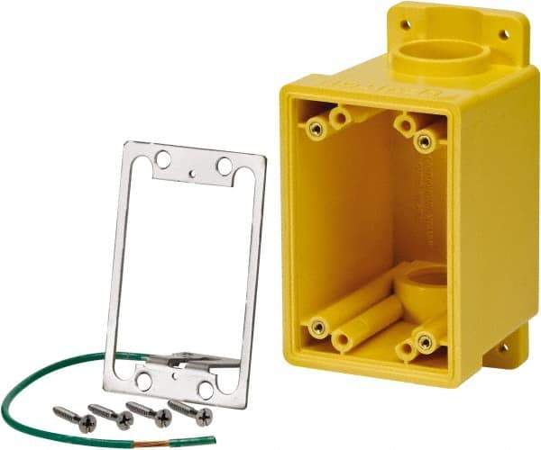 Leviton - 1 Gang, (2) 1" Knockouts, PVC Rectangle Outlet Box - 152.4mm Overall Height x 79.4mm Overall Width x 88.9mm Overall Depth - USA Tool & Supply