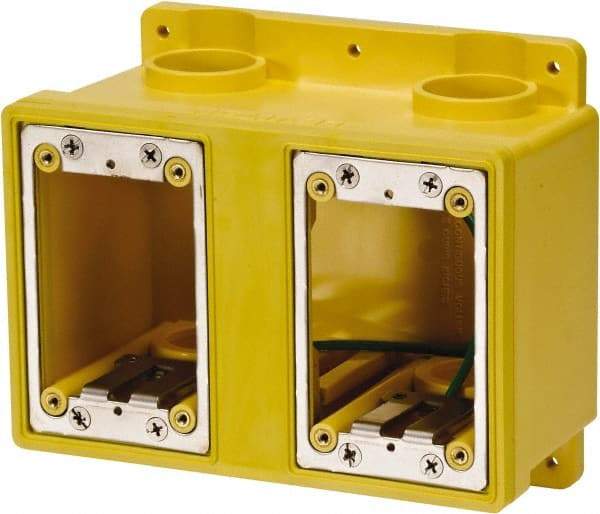 Leviton - 2 Gang, (4) 1" Knockouts, PVC Rectangle Outlet Box - 177.8mm Overall Height x 7" Overall Width x 3-1/2" Overall Depth - USA Tool & Supply