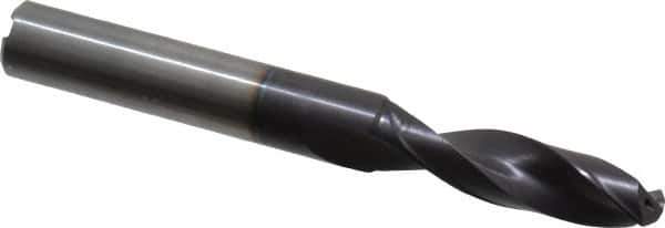Accupro - 11mm 140° Spiral Flute Solid Carbide Screw Machine Drill Bit - AlTiN Finish, Right Hand Cut, 41.3mm Flute Length, 102mm OAL, Standard Point, Straight Shank, Through Coolant - USA Tool & Supply