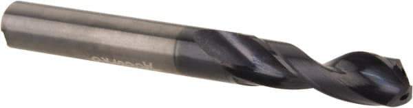Accupro - 20mm 140° Spiral Flute Solid Carbide Screw Machine Drill Bit - AlTiN Finish, Right Hand Cut, 75mm Flute Length, 128mm OAL, Standard Point, Straight Shank, Through Coolant - USA Tool & Supply