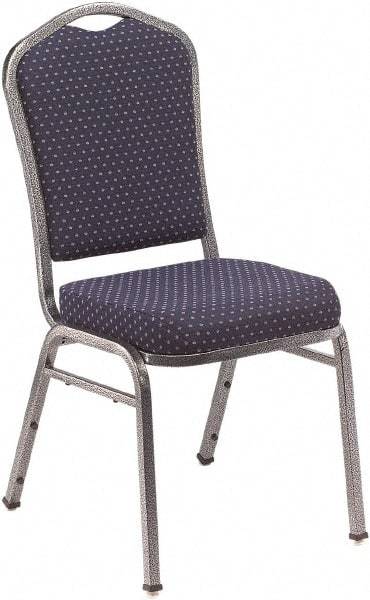 NPS - Fabric Navy Blue Stacking Chair - Silver Frame, 17" Wide x 23" Deep x 36" High - USA Tool & Supply