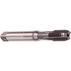 Emuge - M5x0.80 Metric Coarse 6HX 3 Flute TiCN Finish Cobalt Straight Flute Machine Tap - Modified Bottoming, Right Hand Thread, 70mm OAL, 15mm Thread Length, Oversize, Through Coolant - Exact Industrial Supply