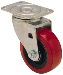 Albion - 3-1/2" Diam x 1-15/16" Wide x 4-3/4" OAH Top Plate Mount Swivel Caster - Hard Rubber, 275 Lb Capacity, Self-Lubricating Bearing, 2-1/2 x 3-5/8" Plate - USA Tool & Supply