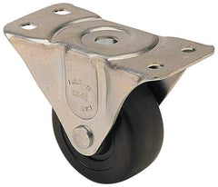 Albion - 3" Diam x 1-1/4" Wide x 3-13/16" OAH Top Plate Mount Rigid Caster - Soft Rubber, 175 Lb Capacity, Self-Lubricating Bearing, 2-1/2 x 4-15/16" Plate - USA Tool & Supply