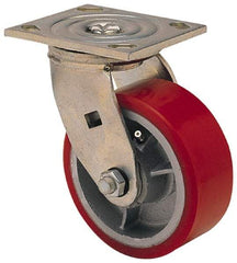 Albion - 4" Diam x 2" Wide x 5-5/8" OAH Top Plate Mount Swivel Caster - Polyolefin, 450 Lb Capacity, Roller Bearing, 3-7/8 x 4-1/2" Plate - USA Tool & Supply