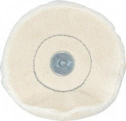 Made in USA - 4" Diam x 1/2" Thick, Loose Sewn Mounted Buffing Wheel - 40 Ply, 1/4" Shank Diam - USA Tool & Supply