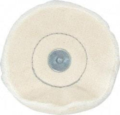 Made in USA - 4" Diam x 1/2" Thick, Loose Sewn Mounted Buffing Wheel - 40 Ply, 1/4" Shank Diam - USA Tool & Supply