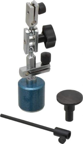 Fowler - 1-1/4" High Magnetic Indicator Base with Holders - 1-1/4" Base Diam, 25 Lb Magnetic Pull, Extension Arm - USA Tool & Supply