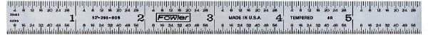 Fowler - 48" Long, 1/64, 1/32, 1/16, 1/8" Graduation, Rigid Steel Rule - 4R Graduation Style, Silver - USA Tool & Supply