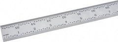 Fowler - 36" Long, 1/64, 1/32, 1/16, 1/8" Graduation, Rigid Steel Rule - 4R Graduation Style, Silver - USA Tool & Supply