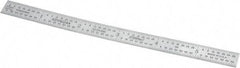 Fowler - 6" Long, 1/100, 1/64, 1/32, 1/10" Graduation, Flexible Steel Rule - 5R Graduation Style, Silver - USA Tool & Supply