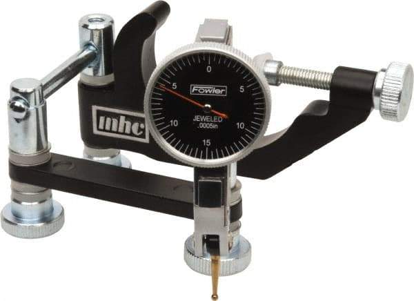 Fowler - 0.0005" Graduation, 0.03" Max Meas, 0-15-0 Dial Reading, Indicator & Base Kit - 1-1/4" Dial Diam - USA Tool & Supply
