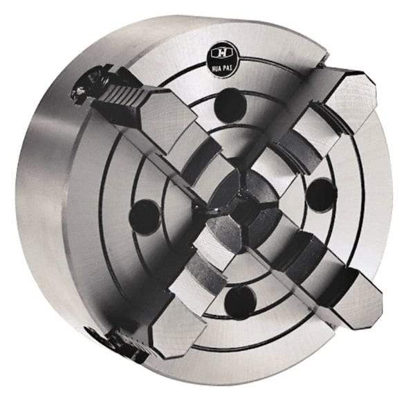 Interstate - 4 Jaws, 3" Diam, Independent Manual Lathe Chuck - Plain Back Mount Spindle, 0.8661" Through Hole Diam, Cast Iron - USA Tool & Supply