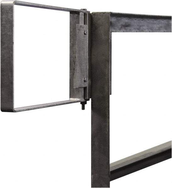 PRO-SAFE - Carbon Steel Self Closing Rail Safety Gate - Fits 22 to 24-1/2" Clear Opening, 1-1/2" Wide x 12" Door Height, Gray - USA Tool & Supply