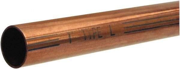 Mueller Industries - 2' Long, 5/8" OD x 1/2" ID, Grade C12200 Copper Water (L) Tube - 0.04" Wall Thickness, 0.285 Ft/Lb - USA Tool & Supply