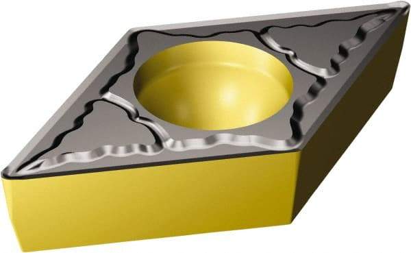 Sandvik Coromant - DPMT21.52 KM Grade 3225 Carbide Turning Insert - TiCN/AI2O3/TiN Finish, 55° Diamond, 1/4" Inscr Circle, 3/32" Thick, 1/32" Corner Radius - USA Tool & Supply