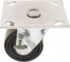 E.R. Wagner - 3" Diam x 1-3/4" Wide x 3-7/8" OAH Top Plate Mount Swivel Caster with Brake - Phenolic, 500 Lb Capacity, Roller Bearing, 3-3/4 x 4-5/8" Plate - USA Tool & Supply