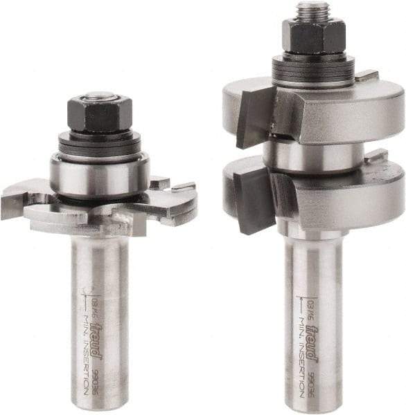 Freud - 1/4" Cut Diam, 1.3438" Length of Cut, 0 Flute Tongue & Groove Edge Profile Router Bit - Carbide-Tipped, 1/2" Shank Diam, 3-1/4" OAL, Proprietary Coating - USA Tool & Supply