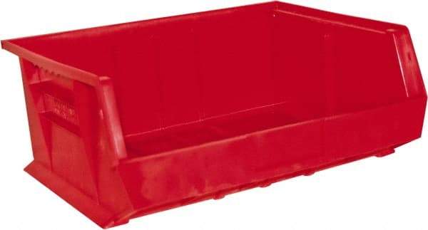 Durham - 14-5/8" Deep, Red Plastic Hang and Stack Bins - 7" High x 16-3/4" Wide x 14-5/8" Long - USA Tool & Supply