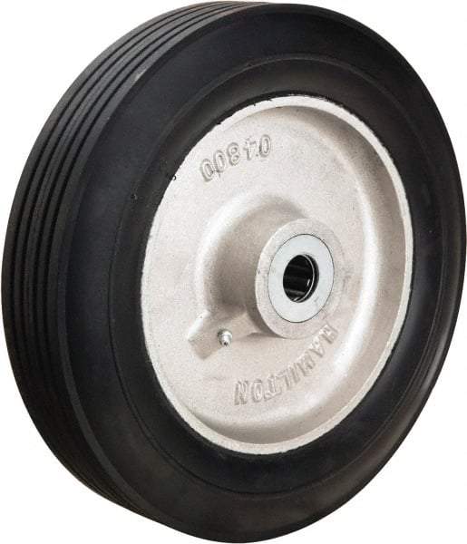 Hamilton - 14 Inch Diameter x 3-1/4 Inch Wide, Rubber on Aluminum Caster Wheel - 900 Lb. Capacity, 3-1/4 Inch Hub Length, 1 Inch Axle Diameter, Straight Roller Bearing - USA Tool & Supply