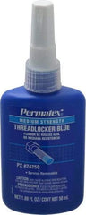 Permatex - 50 mL Bottle, Blue, Medium Strength Liquid Threadlocker - Series 242, 24 hr Full Cure Time, Hand Tool Removal - USA Tool & Supply