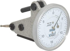Fowler - 0.06 Inch Range, 0.0005 Inch Dial Graduation, Vertical Dial Test Indicator - 1-1/2 Inch White Dial, 0-15-0 Dial Reading - USA Tool & Supply