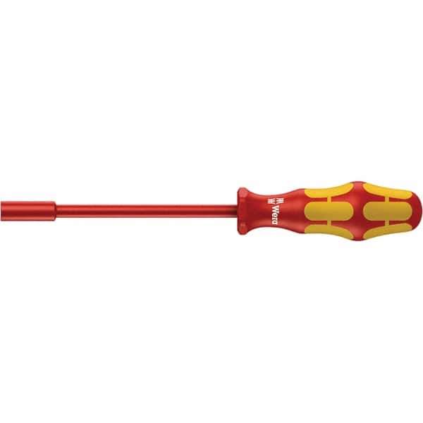 Wera - 6mm Solid Shaft Insulated Nutdriver - Cushion Grip Handle, 223mm OAL - USA Tool & Supply