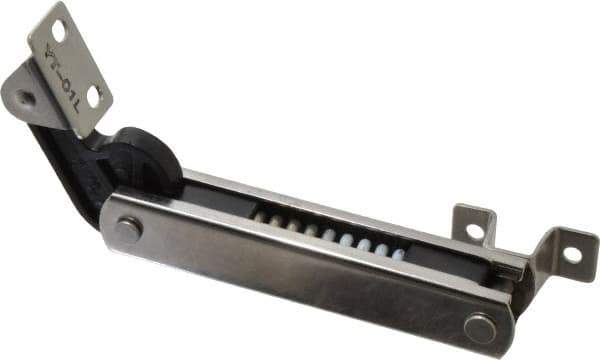 Sugatsune - 136mm OAL x 37mm Wide, 30 Lb Capacity, Spring Loaded Soft Down Lid Stay - Left Side, 4.7mm Mounting Hole Diam, 70° Max Opening, Polished 304 Stainless Steel & Polyacetal - USA Tool & Supply