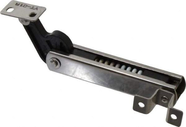 Sugatsune - 136mm OAL x 37mm Wide, 30 Lb Capacity, Spring Loaded Soft Down Lid Stay - Right Side, 4.7mm Mounting Hole Diam, 70° Max Opening, Polished 304 Stainless Steel & Polyacetal - USA Tool & Supply