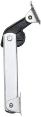Sugatsune - 136mm OAL x 37mm Wide, 40 Lb Capacity, Spring Loaded Hard Down Lid Stay - Back Panel, 4.7mm Mounting Hole Diam, 70° Max Opening, Polished 304 Stainless Steel & Polyacetal - USA Tool & Supply