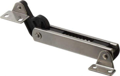 Sugatsune - 136mm OAL x 37mm Wide, 30 Lb Capacity, Spring Loaded Soft Down Lid Stay - Back Panel, 4.7mm Mounting Hole Diam, 70° Max Opening, Polished 304 Stainless Steel & Polyacetal - USA Tool & Supply