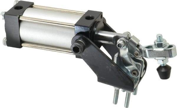 Gibraltar - 200 Lb Inner Hold Capacity, Vert Mount, Air Power Hold-Down Toggle Clamp - 1/8 NPT Port, 95° Bar Opening, 1.06" Height Under Bar - USA Tool & Supply