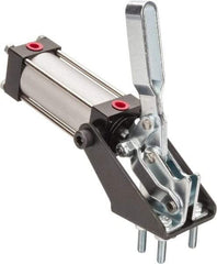 Gibraltar - 350 Lb Inner Hold Capacity, Vert Mount, Air Power Hold-Down Toggle Clamp - 1/8 NPT Port, 92° Bar Opening, 1.38" Height Under Bar - USA Tool & Supply